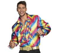 Boland - Camicia da Discoteca with Valance, Colori Arcobaleno, Uomo, Costume, Camicia da Festa, Mossa Schlager, Anni '70, Tema Festa, Carnival