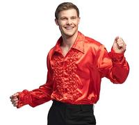 Boland - Disco Shirt with Ruffles Red for Men Costume Party Shirt 70s Theme Party Carnival