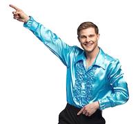 Boland - Disco Shirt with Ruffles Turquoise for Men Costume Party Shirt 70s Theme Party Carnival