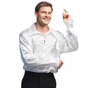 Boland - Disco Shirt with Ruffles White Men's Costume Shirt Party Shirt Schlager Move 1970s Theme Party Carnival