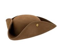 Boland Faux Leather Brown Pirate Hat, Tricorn, Unisex for Men and Women, Pirate Fancy Dress Accessory, Headwear, Halloween, Adult, One Size (Brown)