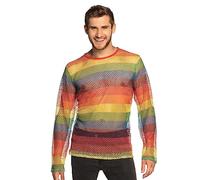 Boland 01938 Fish Net Shirt, Various Sizes, Sexy Top, Disco, Costume, Carnival, Theme Party, Multicoloured, L-XL