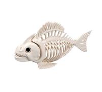 Boland Fish Skeleton Decoration - 24 cm Beige and Black Movable Dummy for Spooky Halloween, Carnival, and Themed Parties