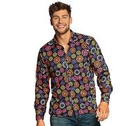 Boland 44532 Flower Power Men's, Top, Adult Floral, Hawaiian Shirt, Hippie, 70s, Theme Party, Carnival, Strike Move, Fancy Dress Costume, Multicoloured, M