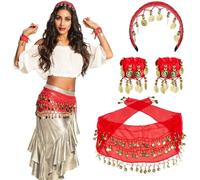 Boland Gypsy Costume Accessory Set Belly Dancer Coin Belt Headband and Bracelet
