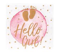 Boland 53248 - Hello Girl Party Napkins 20 Pieces 21 x 21 cm Mouth Cloth Table Decoration 100% Paper Birthday Baby Shower
