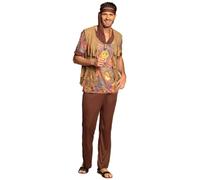 1960s Hippy Mens Fancy Dress Retro Groovy 60s Hippie Adults Costume Outfit