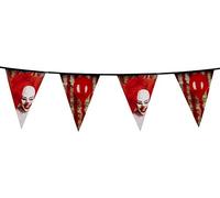 Boland Horror Clown Bunting - 6 Metre Multicoloured Garland with Red-Haired Clown and Balloon Design - Halloween Party Decoration for Spooky Atmosphere