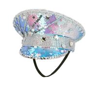 Boland Iridescent Sequin Festival Hat - Embellished Party Headwear with Stars, Pearls & Gemstones - Glitter Carnival Disco Cap for Adults, Fancy Dress & Themed Events