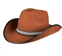Boland Kids Brown Cowboy Hat Western Sheriff Fancy Dress Costume Accessory | Lightweight felt hat with black trim and adjustable cord. Fits head sizes 56-57 cm, ideal for Wild West fancy dress.