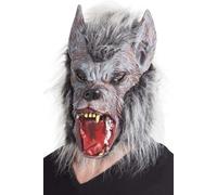 Boland 97515 Latex Werewolf Werewolf Mask with Fur, Grey, One Size