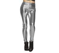 Boland - Leggings Glance, Silber, glänzend, Stretch, Blickdicht, für Damen, Karneval, Fasching, Fastnacht, Halloween, Mottoparty, 70er