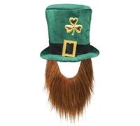 Boland Leprechaun Green Leprechaun Hat with Beard Hat Headpiece Ireland St Patricks Day Lucky Charm Carnival Theme Party 44907