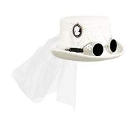 Boland Marrypunk 54563 Hat with Glasses and Veil White Steampunk Bride Wedding Theme Party Carnival