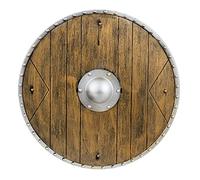 Boland Medieval Warrior Shield - 40 cm Round Plastic Costume Shield with Wood Effect and Strap - Viking, Knight, Gladiator & Medieval Fancy Dress Accessory