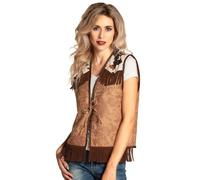 Boland Mens Cowboy Western Vest Fancy Dress - Brown with Cow Print and Fringe - Wild West Dress Up - L/XL Size - Perfect for Parties Halloween Cosplay