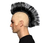 Boland Mens Punk Wig Black Mohawk Wig Black 1980s Fancy Dress Rocker Dress Up 80s Male Disguise Adult One Size