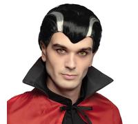 Boland Mens Vampire Dracula Wig - Black and Grey Curly Synthetic Hair for Halloween, Vampire Night, and Cosplay - Standard Size