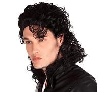 Boland 10103071 BOL85723 Michael J. Popstar Wig - Modern Curly Black Wig for Parties, Halloween, and Costume Events - One Size Fits All
