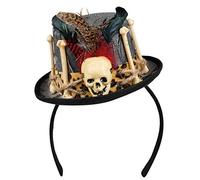 Boland Mini Top Hat Voodoo Freda Tiara - Ladies Hat with Bones and Feathers Decorations, Grey - Perfect for Halloween and Themed Parties