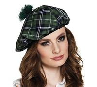 Boland Mrs. Tartan Beret - Green Scottish Checked Hat with Elastic Band - Ideal Accessory for Scottish Fancy Dress, Carnival, and Theme Parties