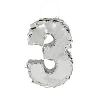 Boland - Numbers Pinata, 25 x 16 x 5 cm, Shiny Number for Birthday and Anniversary, Number, Silver, Decoration, Board Game