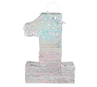Boland - Numbers Pinata Size 40 x 28 x 8 cm Holographic Number Silver Anniversary Birthday Decoration Party Game