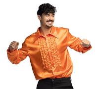 Boland - Orange Ruffle Disco Shirt for Men Costume Party Shirt 70s Theme Party Carnival