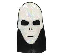 Boland Pearl Skull Face Mask with Hood - Creepy Halloween Costume Accessory for Adults - Lightweight Scary Mask for Fancy Dress, Carnival, Cosplay, Parties and Themed Events