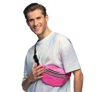Boland Pink Holographic Belt Bag - Retro Shiny Bum Bag with Adjustable Strap & Zip Pockets - Festival, Carnival, Fancy Dress & Theme Party Accessory