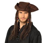 Boland Pirate Dirty Hat Joe - Brown with Rasta Braids, One Size, Perfect for Pirate-Themed Parties and Cosplay