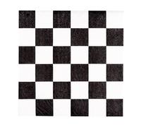 Boland Racing Chequered Napkins - Pack of 20 Paper Party Napkins - Black and White Chequered Flag Design - 33 x 33 Centimetre Disposable Table Decoration for Race-Themed Parties & Birthdays