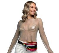 Boland Rainbow Holographic Belt Bag - Retro 60s 70s 80s Style Bum Bag with Adjustable Strap & Zip Pockets - Pride, Festival, Carnival & Fancy Dress Accessory