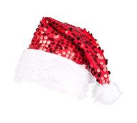 Boland Red Santa Hat with Sequins, Plush White Trim, Christmas Hat, Xmas, Christmas Fancy Dress Accessory, Ladies Santa Hat, Party, Secret Santa, Adult, One Size (Red)