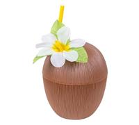 Boland Reusable Coconut Cup with Reusable Paper Straw 400ml - Eco Friendly - Perfect for Hawaiian Themed Parties, Luau, Summer, BBQ, Garden