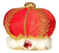 Boland 01237 - King hat, crown, ceremony, red, velvet, soft, gold, gemstones, carnival, Halloween, fancy dress, theme party, fancy dress, theatre, accessory
