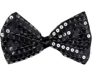 Boland Sequin Black Bow Tie - Sparkly Bow Tie for Men - Sequin Tie Fancy Dress Accessory for Disco, Carnival, and Party Outfits