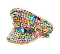 Boland 33030 Rainbow Hat with Gemstones, Rivets and Sequins, Hat for Fancy Dress Costumes, JGA and Carnival