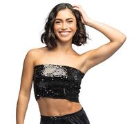 Boland - Sequin Top without Straps, Elastic Bandeau for Festival, Theme Party, Carnival and Disco, Top, Party Outfit