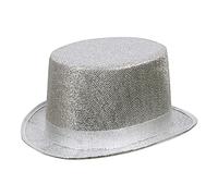 Boland Silver Glitzy Top Hat Lurex Shimmer For Carnival Halloween Fancy Dress Theme Party Costume Accessory Theatre New Year Adult One Size