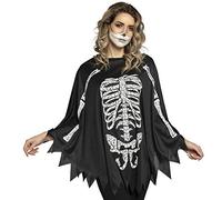 Boland Skeleton Poncho for Adults, One Size, Black and White Halloween Costume with Skeleton Bones Design - Comfortable Outfit for Parties and Festivals