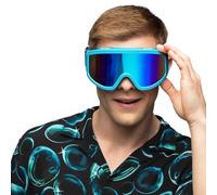 Boland - Ski goggles for costume and party, stylish glasses for festival, carnival or apres ski theme party, neon blue