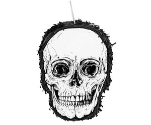 Boland Skull Piñata - Black and White Plastic Decoration for Birthdays, Halloween Parties, and Themed Celebrations - Standard Size