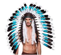 Boland 44141 - Headdress Indian Snow Wolf for Adults, Chief, Headband, Headwear, Indian Feathers, Theme Party, Carnival, Multi color