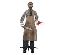 Boland Standing Animated Halloween Chainsaw Charlie Prop 165 cm - Sound & Motion-Activated Scary Decoration - Haunted House Animatronic with Red Glowing Eyes and Chainsaw