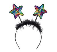 Boland - Star tiara with sequins, headband with feathers, headpiece, costume, carnival, theme party, New Year's Eve