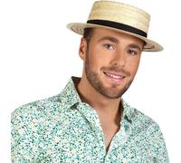Boland Straw Canotier Hat Fancy Dress Accessory - Adult Boater Style Hat with