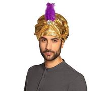 Boland Sultan Selim Turban - Shiny Fabric, Pearl Chains & Feather Details, One Size, Ideal for Arabian Prince & Eastern Governor Cosplay