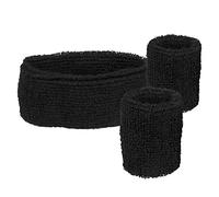 Boland - Sweat bands, 1 band and 2 bracelets, one size, sport, accessory, 80s, jumpsuit, tennis player, costume, theme party, carnival