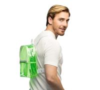 Boland - Transparent Neon Backpack with Adjustable Straps 2 Zipped Compartments Bag for Festival Costumes and Theme Party